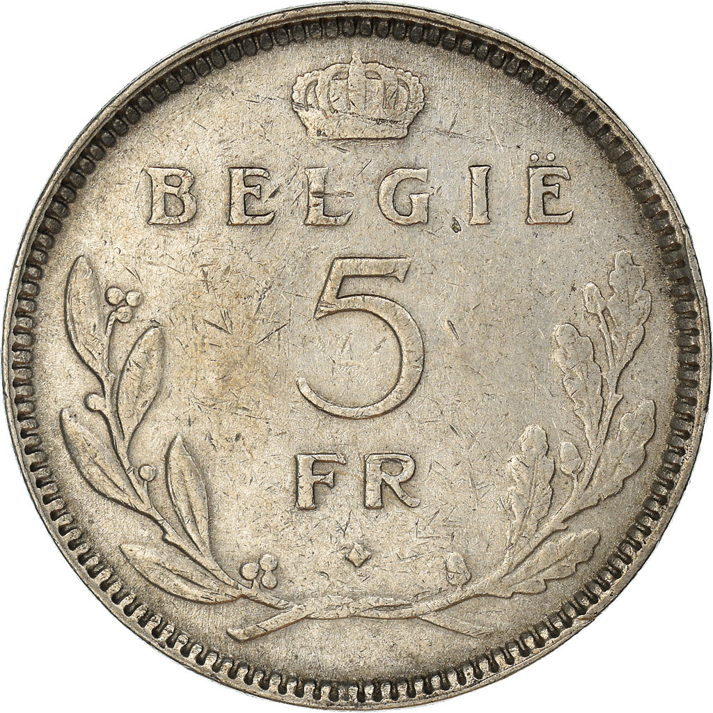 Coin, Belgium, 5 Francs, 5 Frank, 1936, AU(50-53), Nickel, KM:109.1