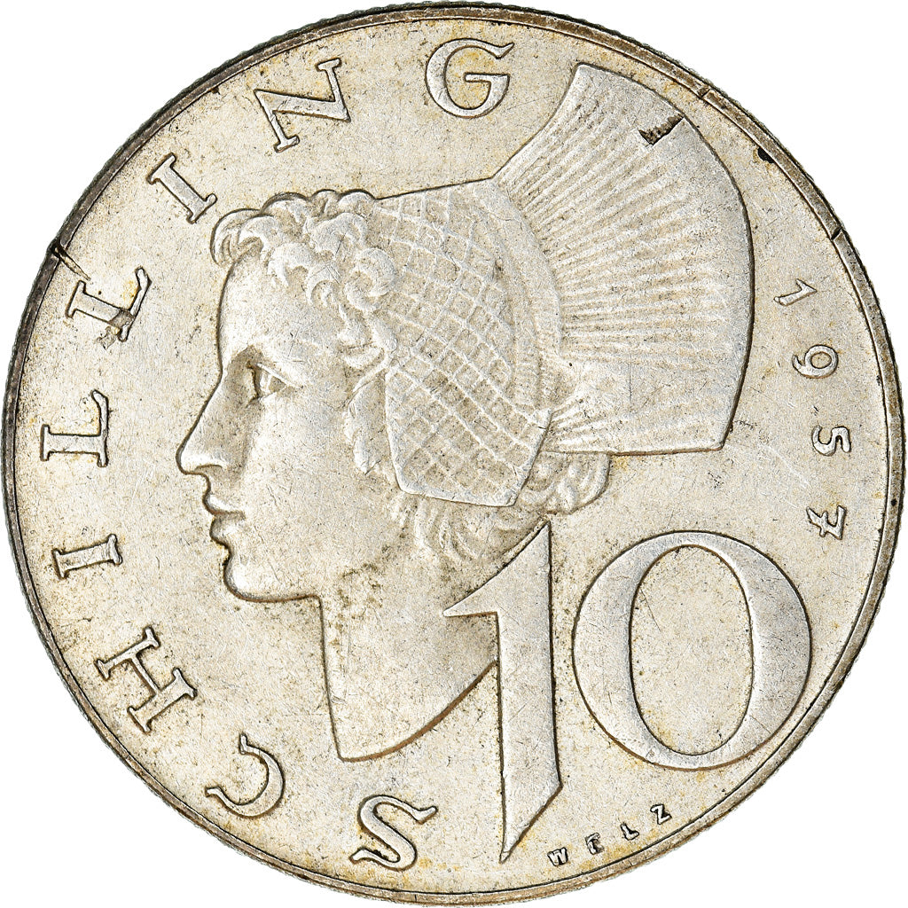 Coin, Austria, 10 Schilling, 1957, AU(50-53), Silver, KM:2882