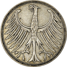 Moeda, ALEMANHA - REPÚBLICA FEDERAL, 5 Mark, 1951, Munich, EF(40-45), Prata