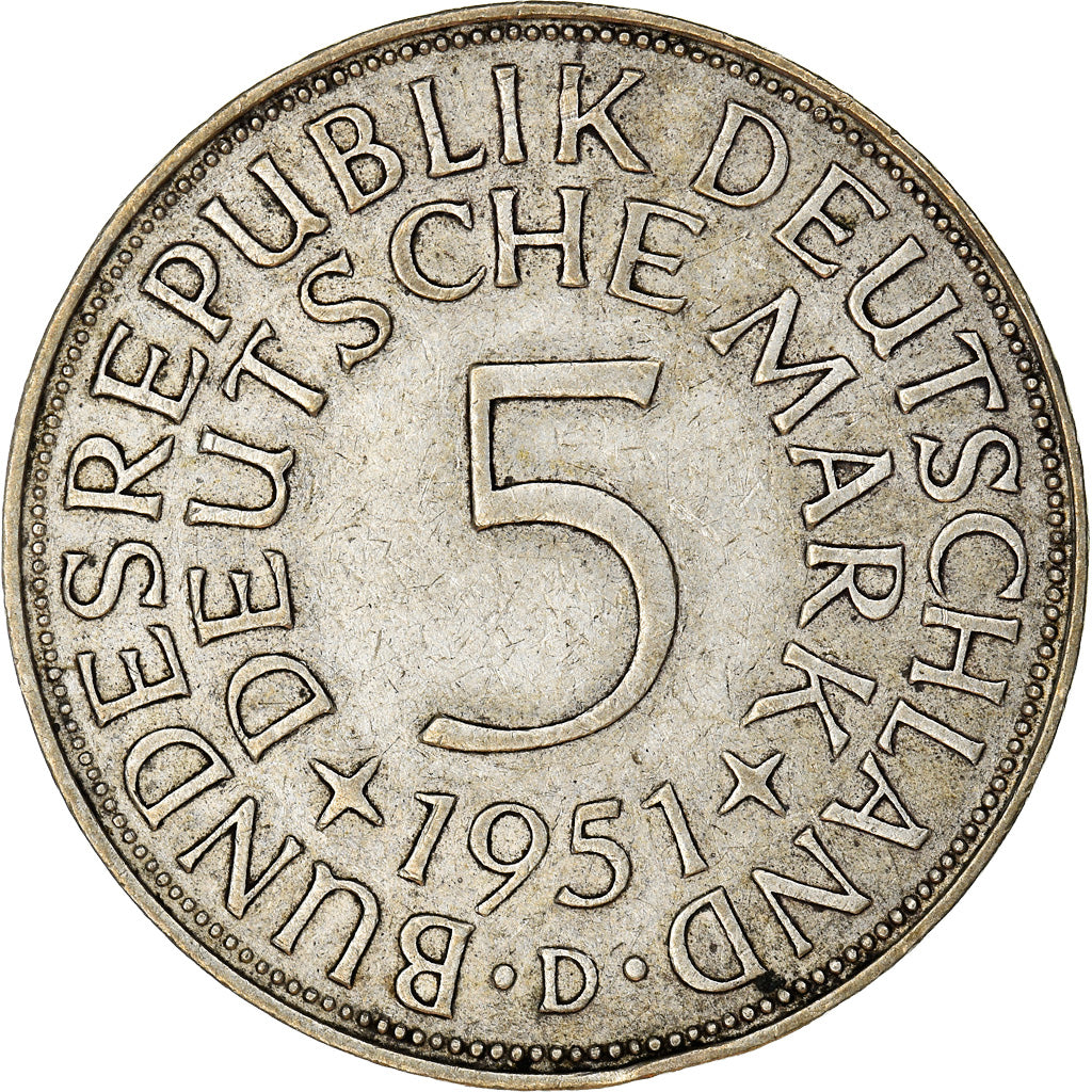Münze, Bundesrepublik Deutschland, 5 Mark, 1951, Munich, SS, Silber, KM:112.1