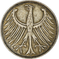 Coin, GERMANY - FEDERAL REPUBLIC, 5 Mark, 1951, Hambourg, EF(40-45), Silver
