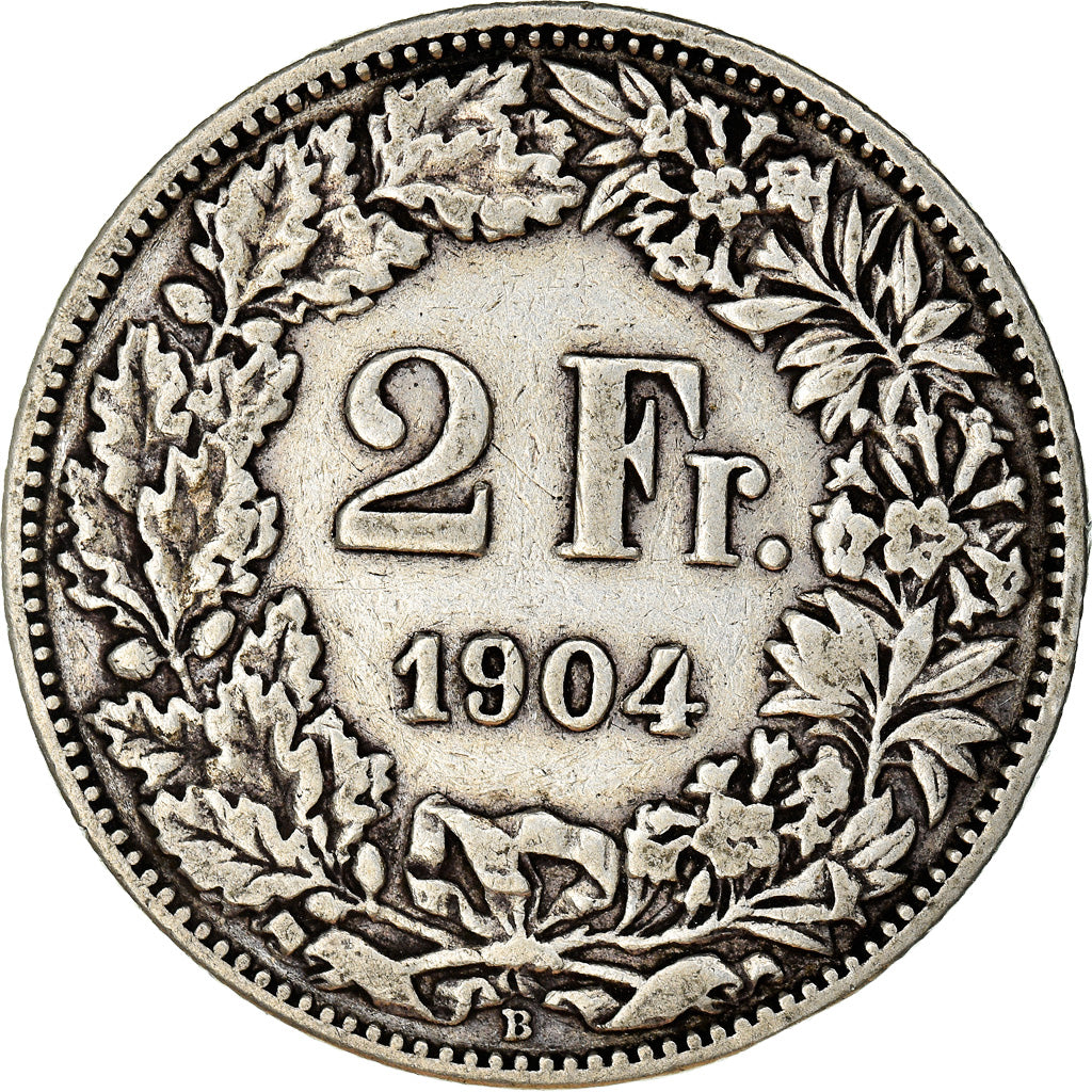 Coin, Switzerland, 2 Francs, 1904, Bern, EF(40-45), Silver, KM:21