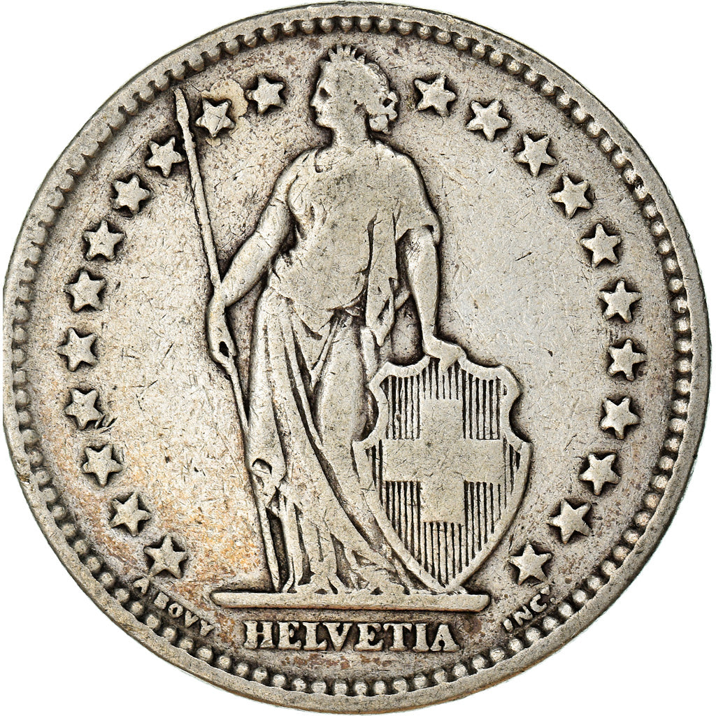 Coin, Switzerland, 2 Francs, 1914, Bern, VF(30-35), Silver, KM:21