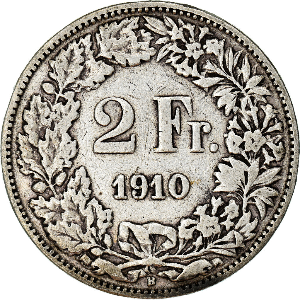 Coin, Switzerland, 2 Francs, 1910, Bern, VF(30-35), Silver, KM:21