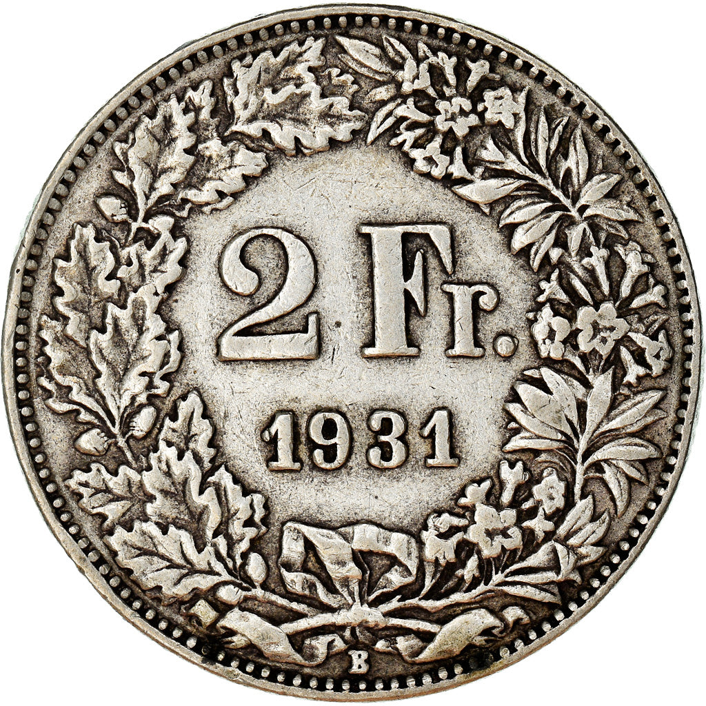 Coin, Switzerland, 2 Francs, 1931, Bern, EF(40-45), Silver, KM:21