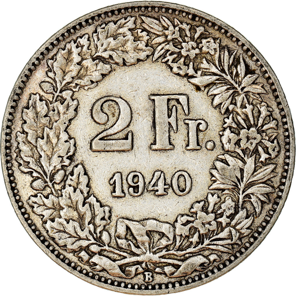 Coin, Switzerland, 2 Francs, 1940, Bern, EF(40-45), Silver, KM:21