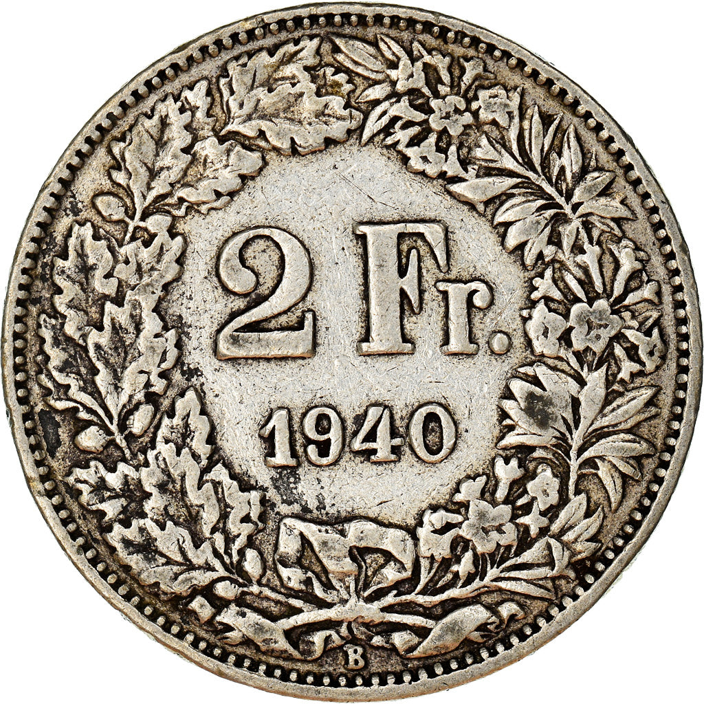 Coin, Switzerland, 2 Francs, 1940, Bern, EF(40-45), Silver, KM:21