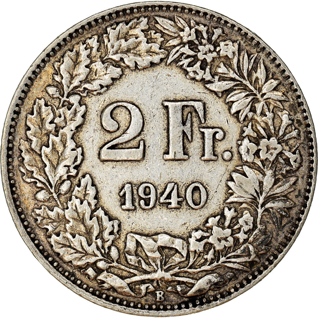 Coin, Switzerland, 2 Francs, 1940, Bern, EF(40-45), Silver, KM:21