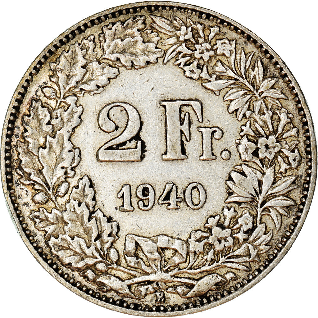 Coin, Switzerland, 2 Francs, 1940, Bern, EF(40-45), Silver, KM:21