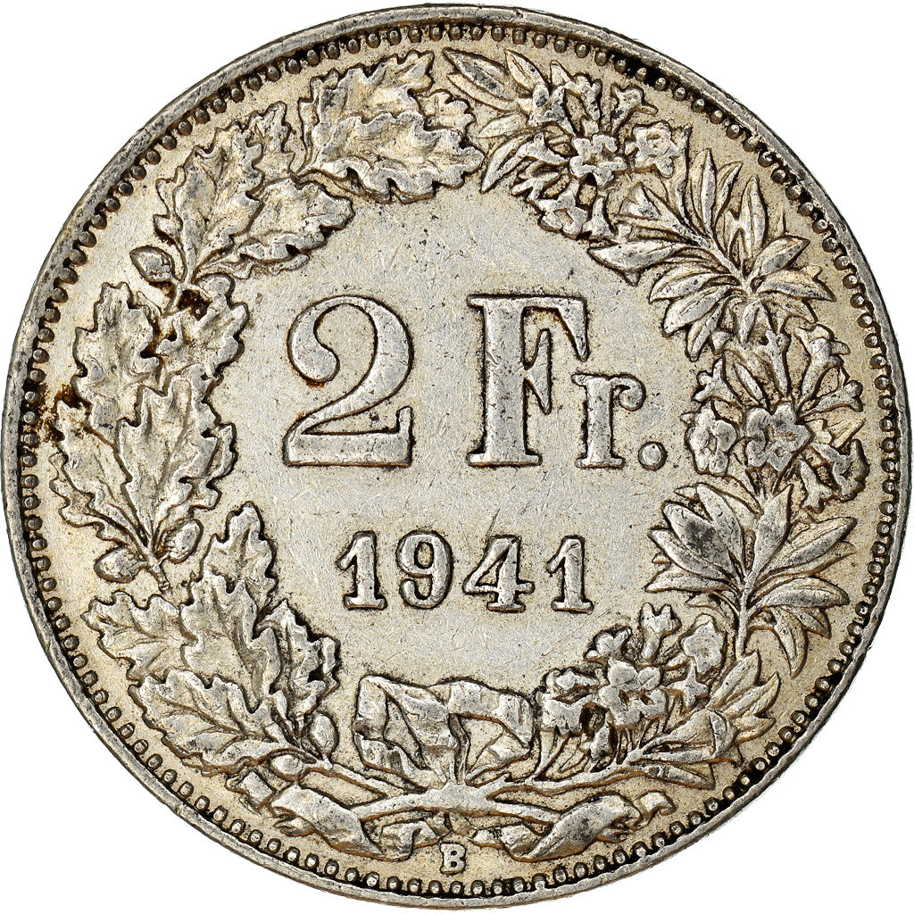 Coin, Switzerland, 2 Francs, 1941, Bern, AU(50-53), Silver, KM:21