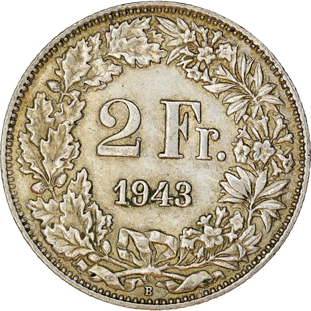 Moneta, Svizzera, 2 Francs, 1943, Bern, BB+, Argento, KM:21