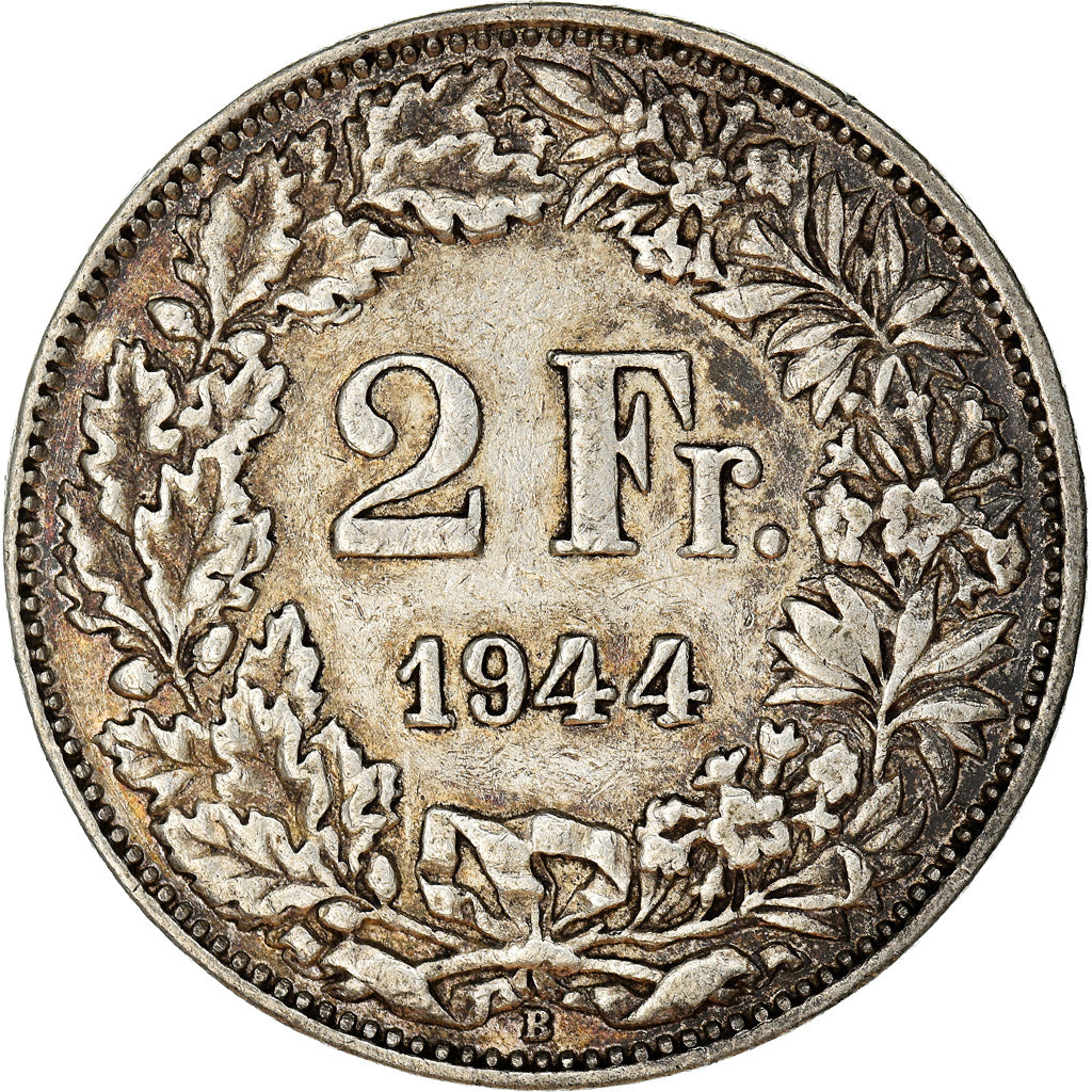 Coin, Switzerland, 2 Francs, 1944, Bern, EF(40-45), Silver, KM:21