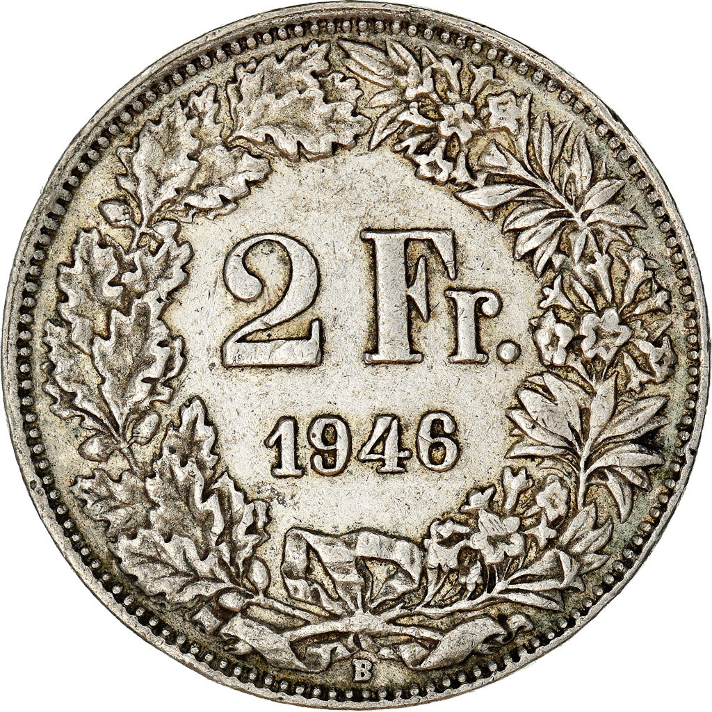 Coin, Switzerland, 2 Francs, 1946, Bern, EF(40-45), Silver, KM:21