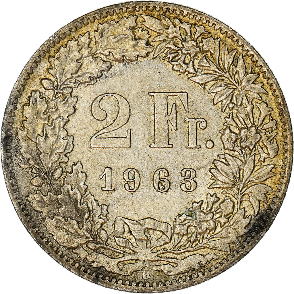 Coin, Switzerland, 2 Francs, 1963, Bern, AU(55-58), Silver, KM:21