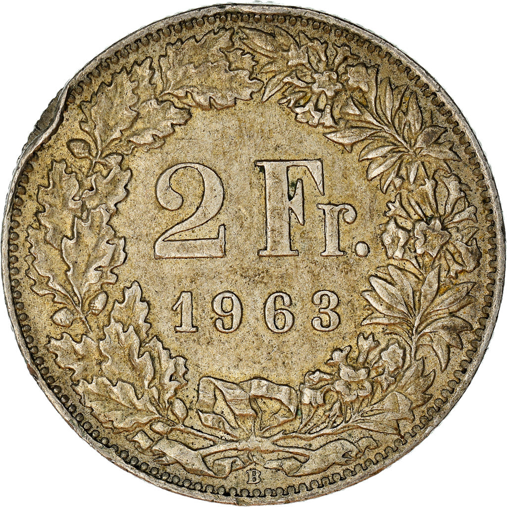 Coin, Switzerland, 2 Francs, 1963, Bern, EF(40-45), Silver, KM:21
