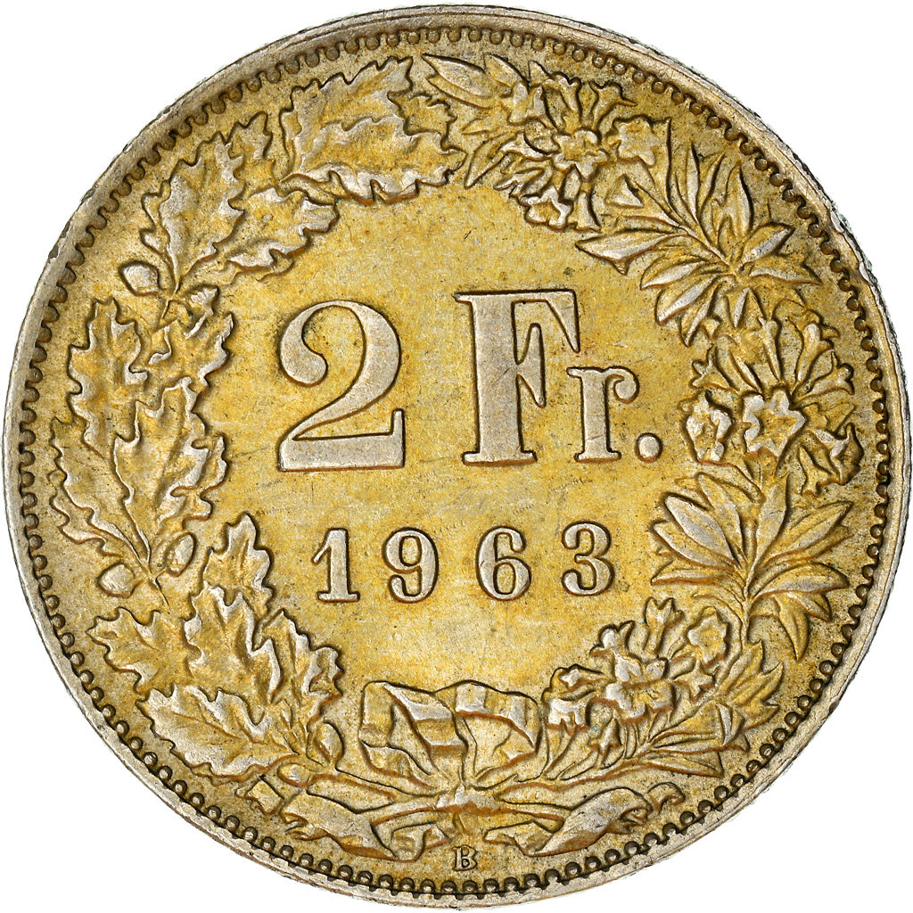 Coin, Switzerland, 2 Francs, 1963, Bern, AU(50-53), Silver, KM:21