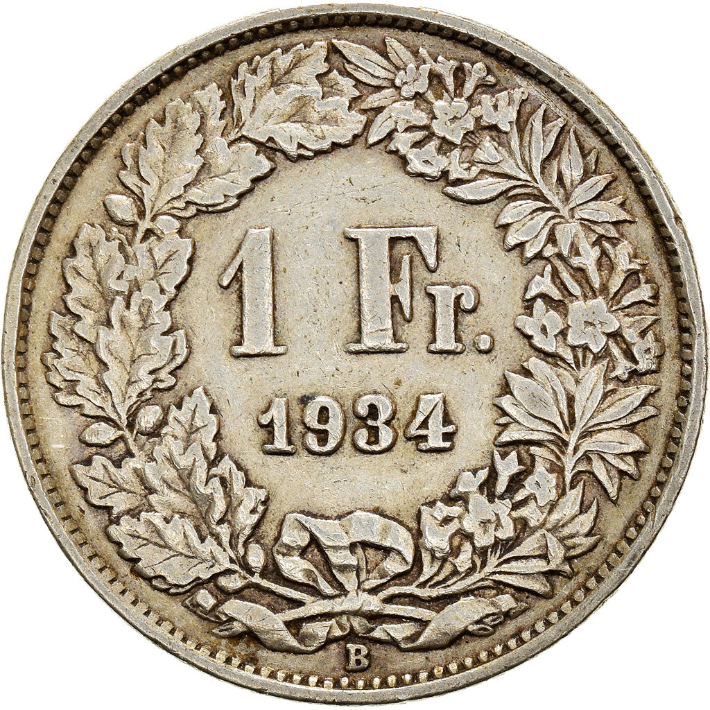 Coin, Switzerland, Franc, 1934, Bern, EF(40-45), Silver, KM:24