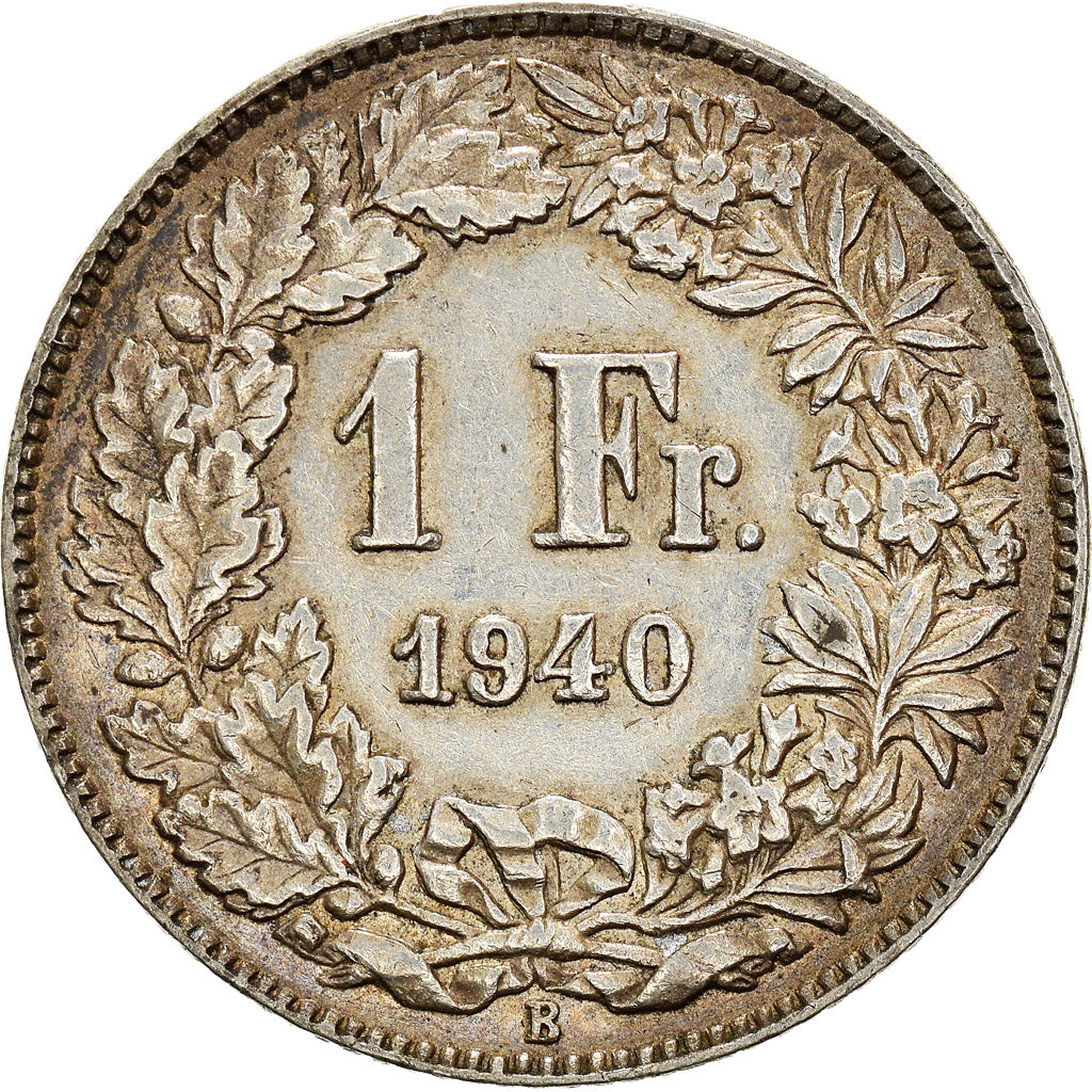 Moneta, Szwajcaria, Franc, 1940, Bern, AU(50-53), Srebro, KM:24