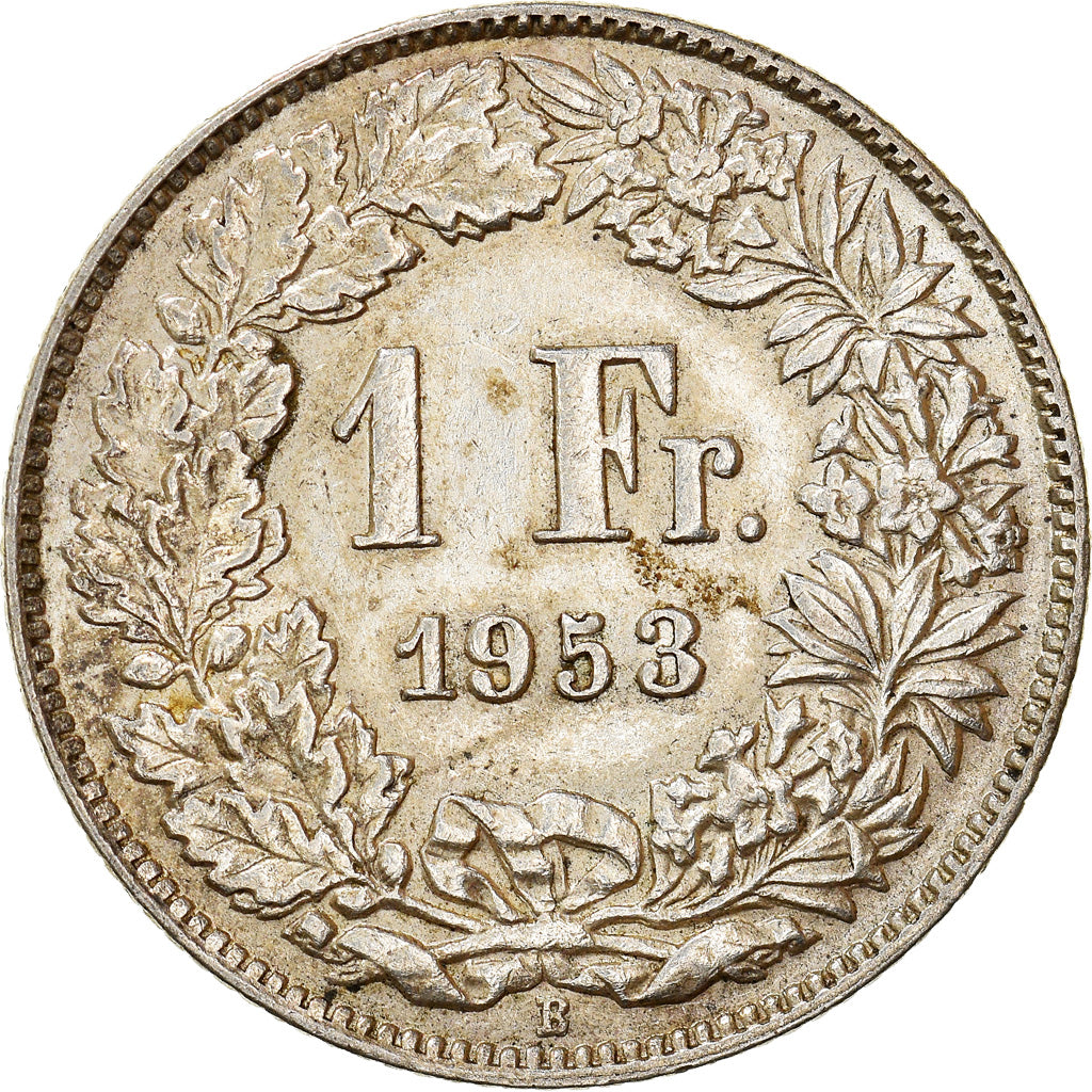 Coin, Switzerland, Franc, 1953, Bern, AU(55-58), Silver, KM:24