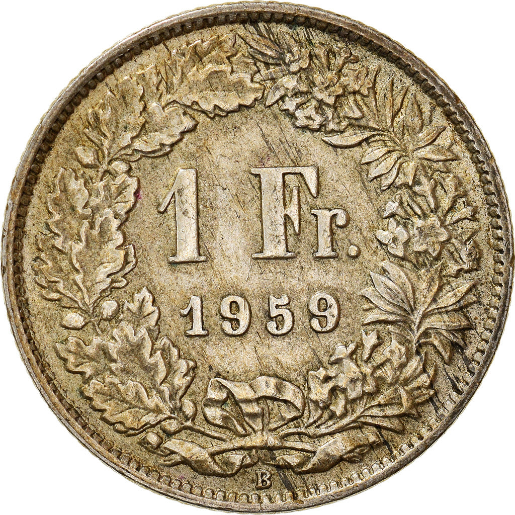 Coin, Switzerland, Franc, 1959, Bern, EF(40-45), Silver, KM:24