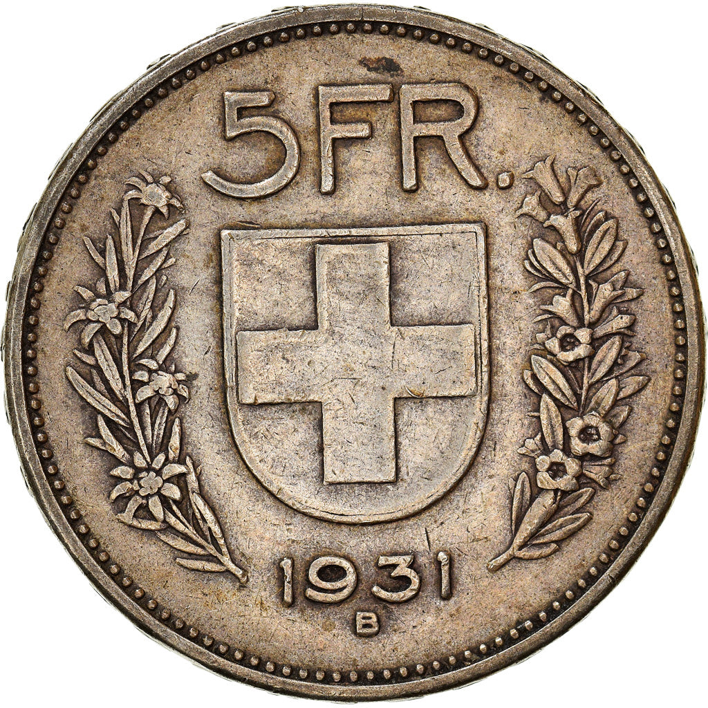 Coin, Switzerland, 5 Francs, 1931, Bern, EF(40-45), Silver, KM:40