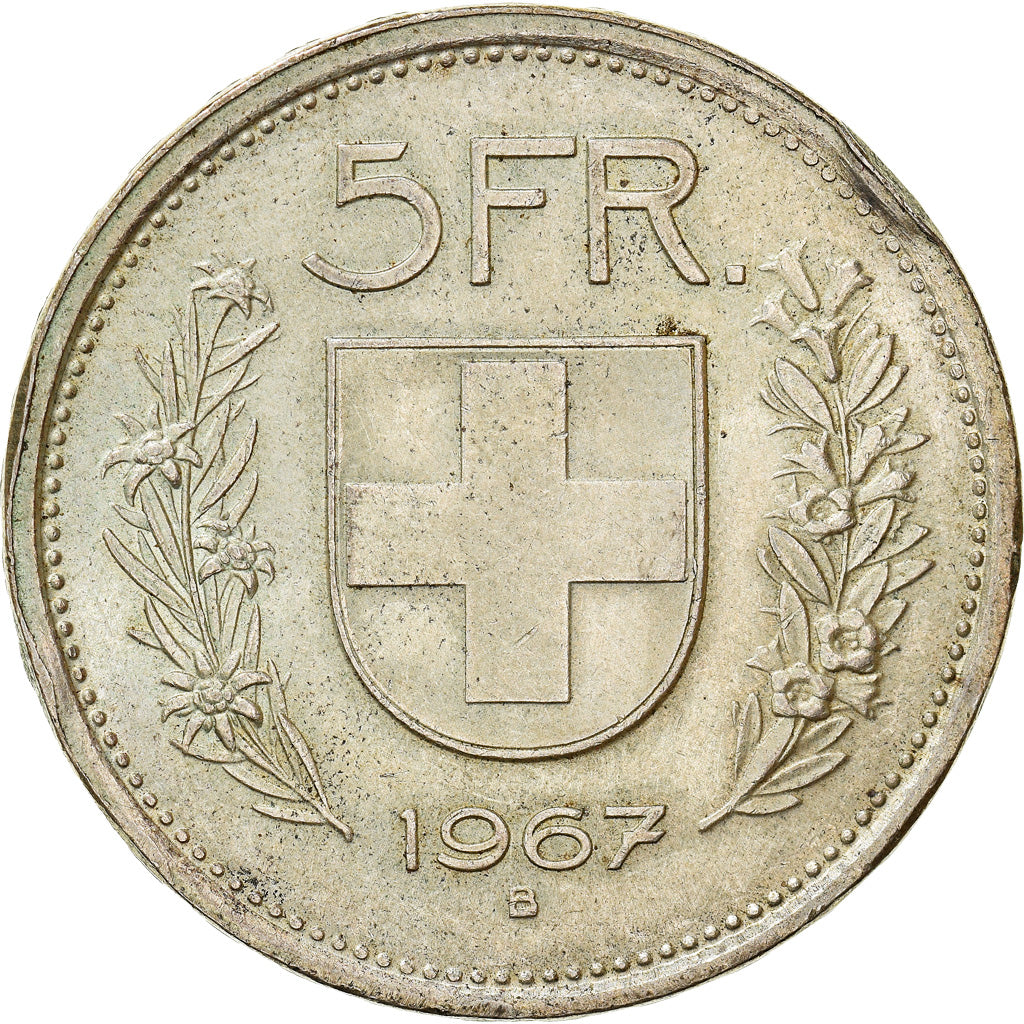 Coin, Switzerland, 5 Francs, 1967, Bern, EF(40-45), Silver, KM:40