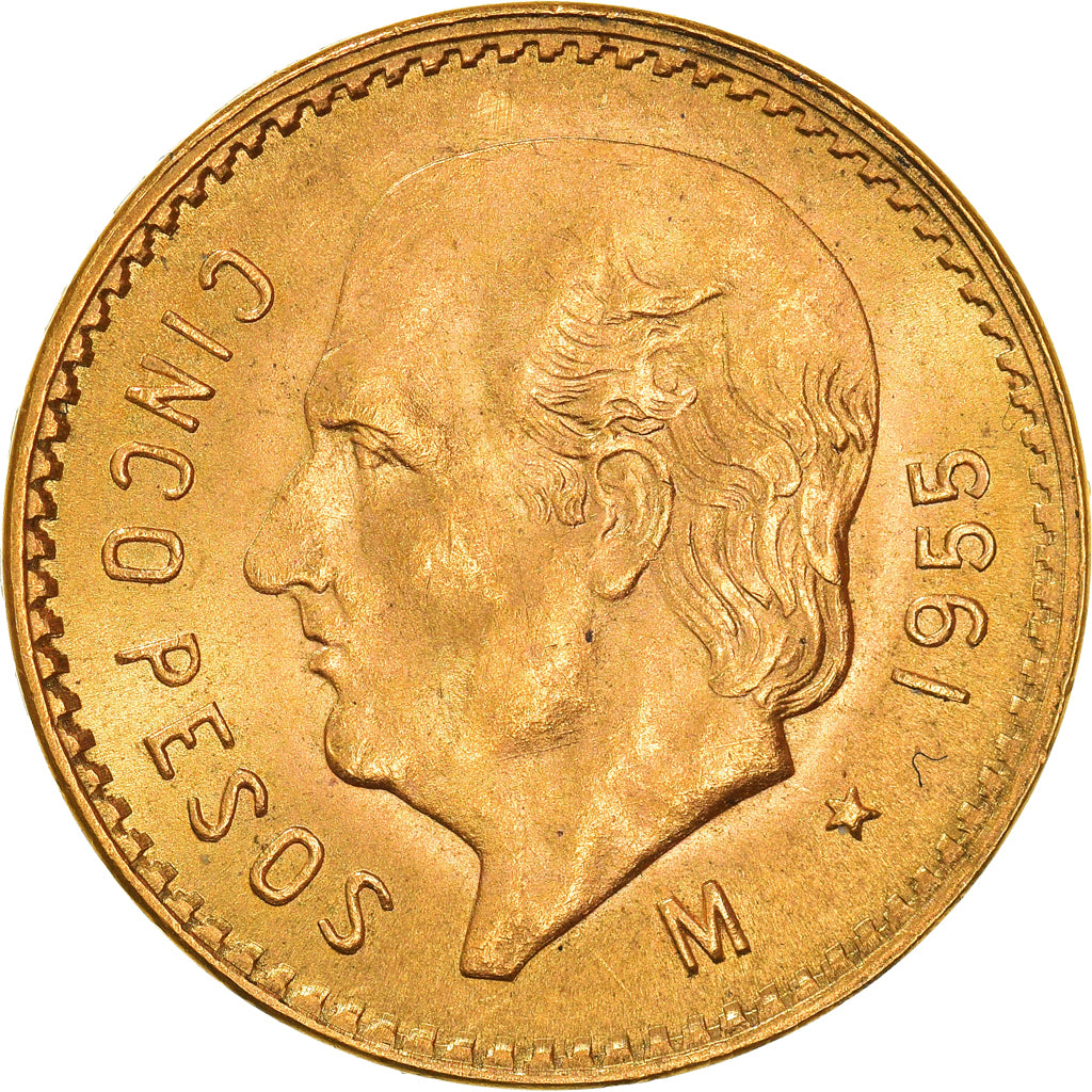 Monnaie, Mexique, 5 Pesos, 1955, Mexico City, SUP+, Or, KM:464