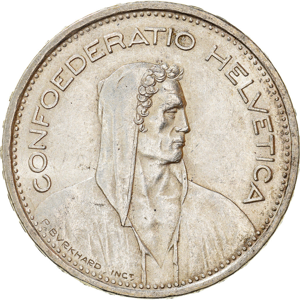 Coin, Switzerland, 5 Francs, 1954, Bern, AU(50-53), Silver, KM:40