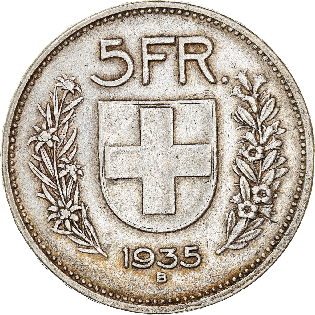 Coin, Switzerland, 5 Francs, 1935, Bern, EF(40-45), Silver, KM:40