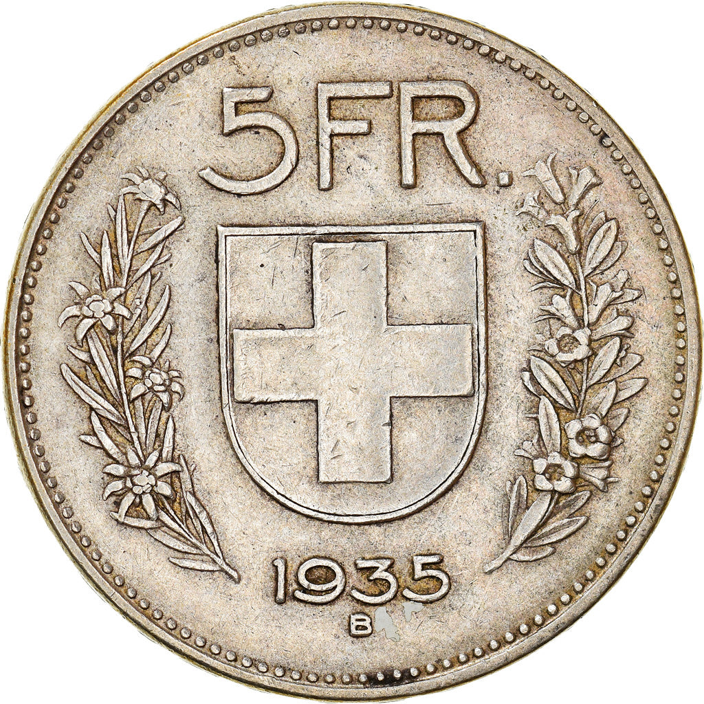 Coin, Switzerland, 5 Francs, 1935, Bern, EF(40-45), Silver, KM:40