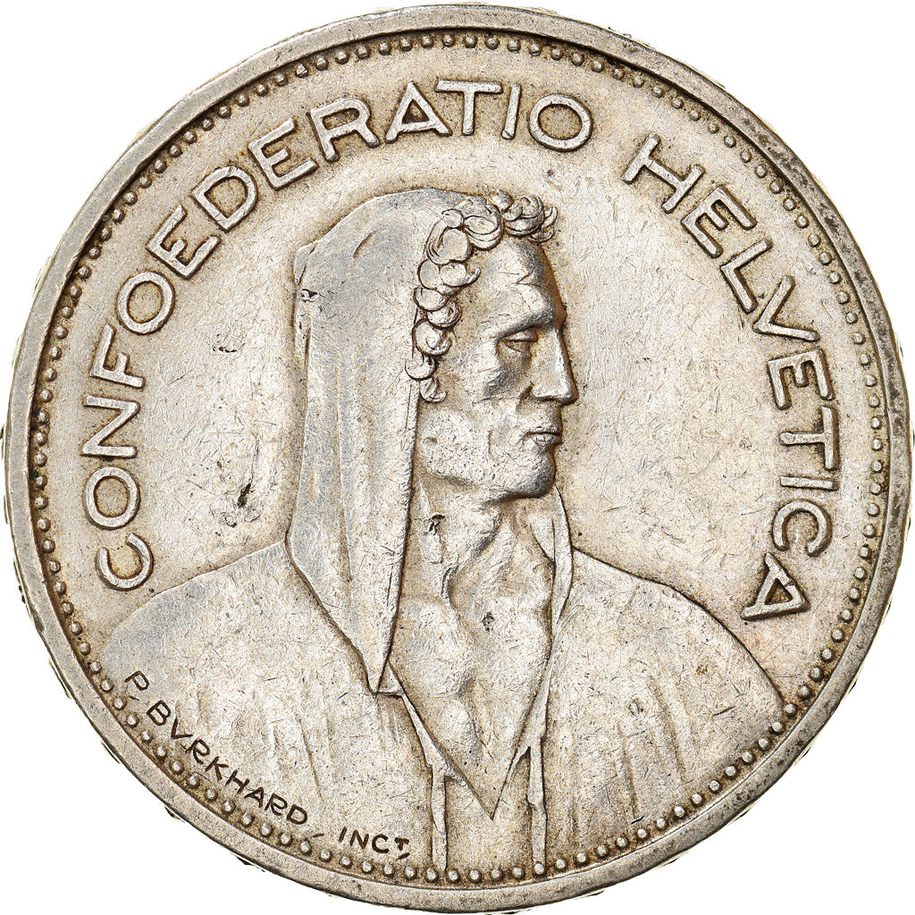 Coin, Switzerland, 5 Francs, 1933, Bern, AU(50-53), Silver, KM:40