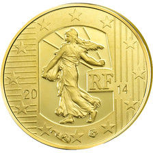 France, 5 Euros, 2014, KM #New, MS(65-70), Gold, 0.50