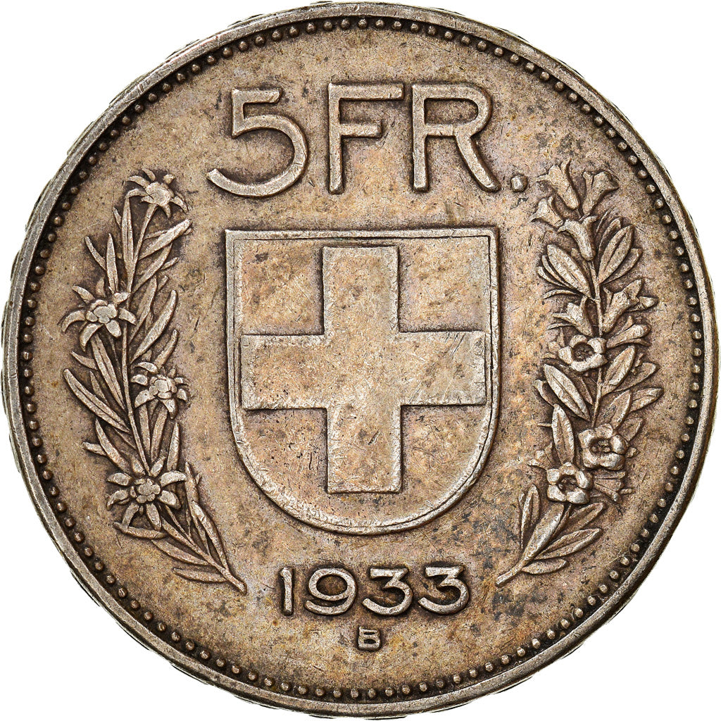Munten, Zwitserland, 5 Francs, 1933, Bern, ZF, Zilver, KM:40