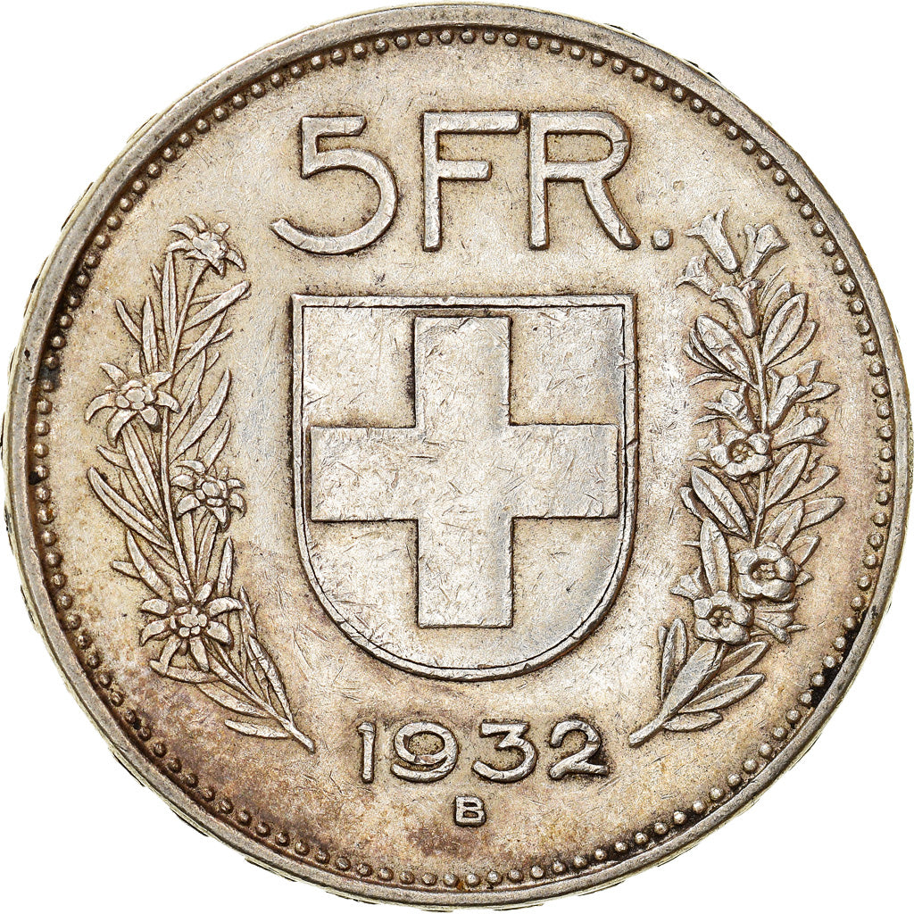 Coin, Switzerland, 5 Francs, 1932, Bern, AU(50-53), Silver, KM:40