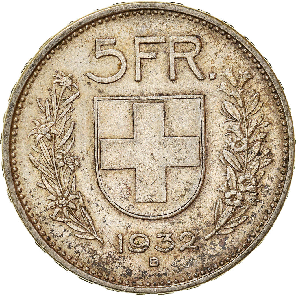 Coin, Switzerland, 5 Francs, 1932, Bern, EF(40-45), Silver, KM:40