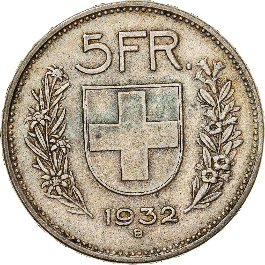 Coin, Switzerland, 5 Francs, 1932, Bern, EF(40-45), Silver, KM:40