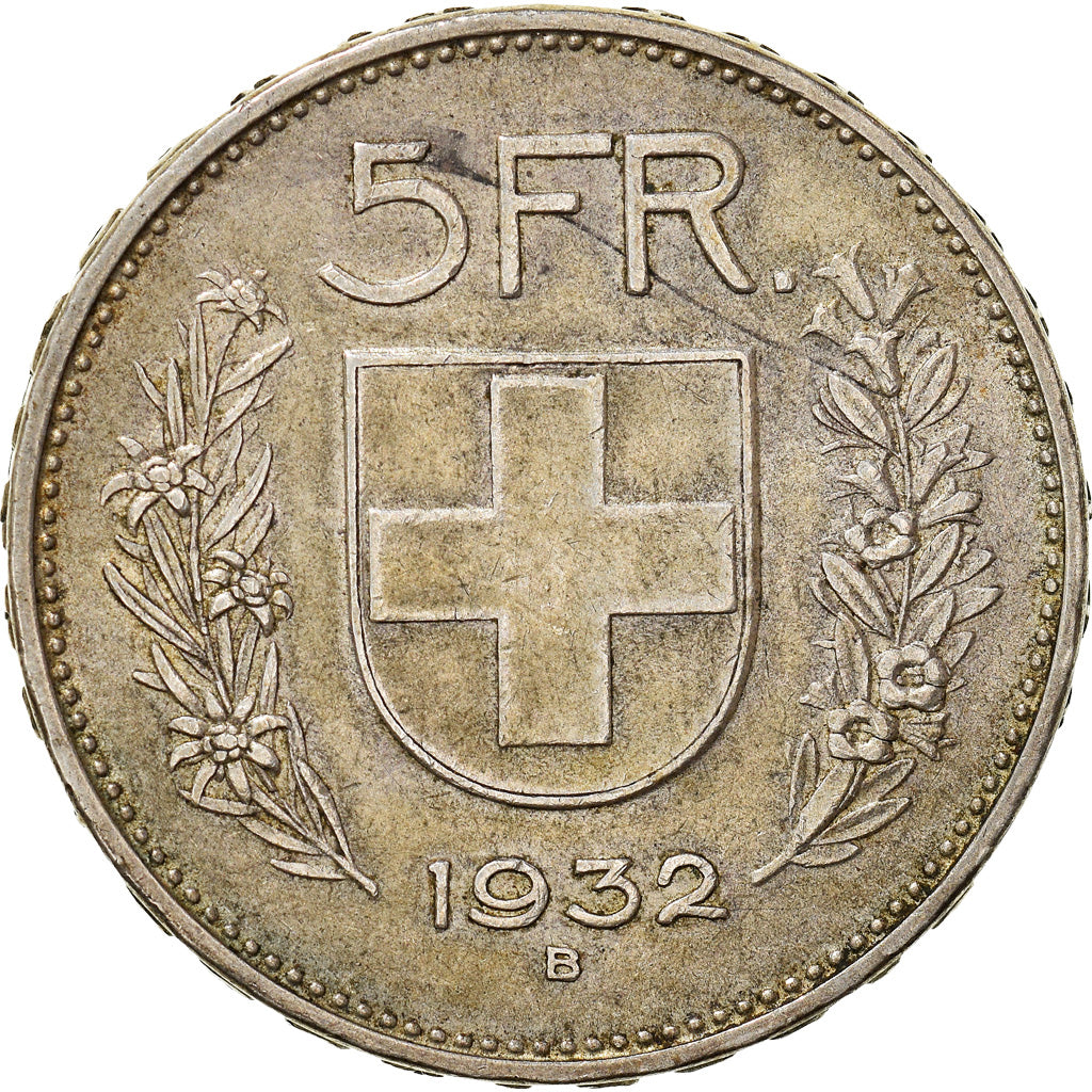 Coin, Switzerland, 5 Francs, 1932, Bern, EF(40-45), Silver, KM:40