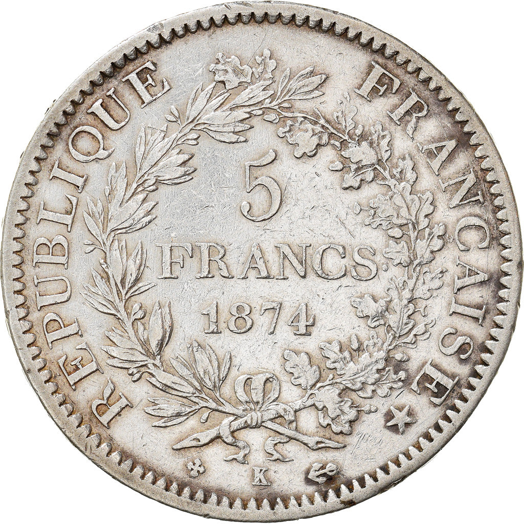 Coin, France, Hercule, 5 Francs, 1874, Paris, EF(40-45), Silver, KM:820.1
