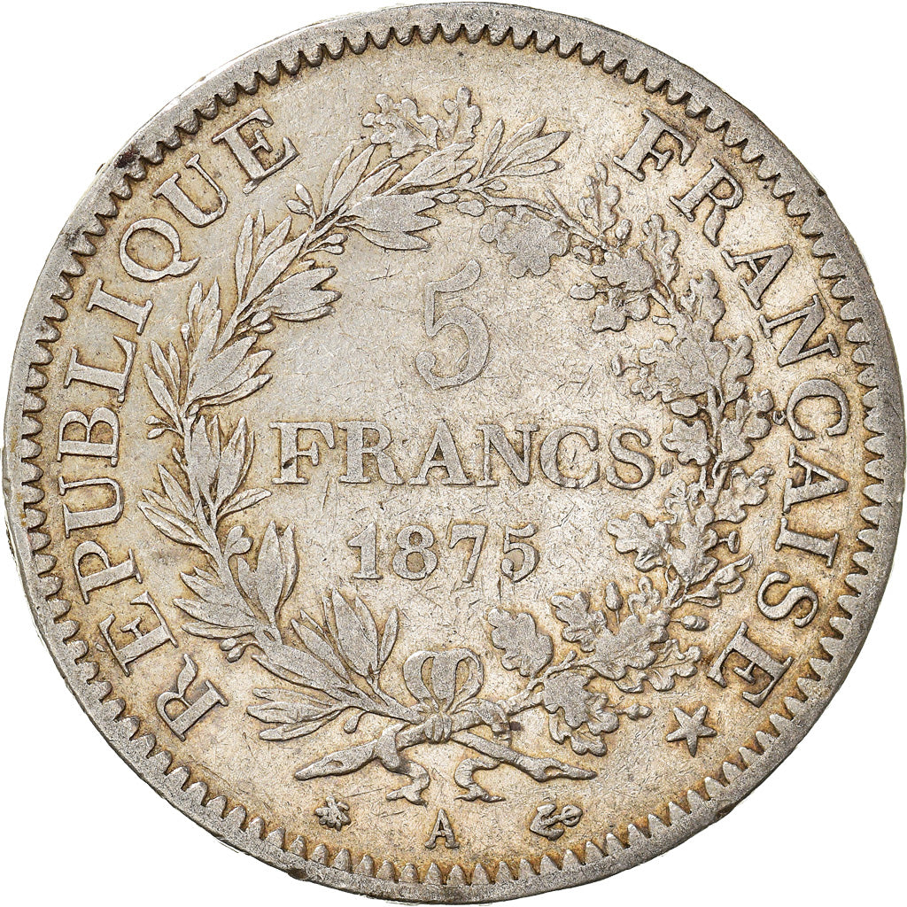 Munten, Frankrijk, Hercule, 5 Francs, 1875, Paris, FR+, Zilver, KM:820.1