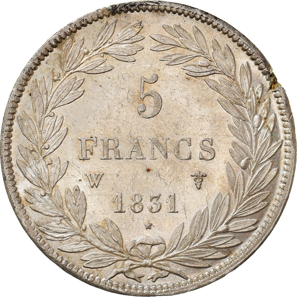 Moneda, Francia, Louis-Philippe, 5 Francs, 1831, Lille, MBC+, Plata, KM:735.13