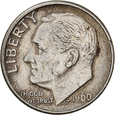 Coin, United States, Roosevelt Dime, 1960, Denver, EF(40-45), Silver