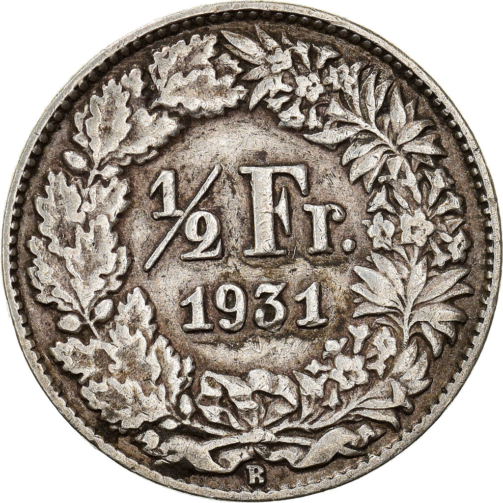 Coin, Switzerland, 1/2 Franc, 1931, Bern, EF(40-45), Silver, KM:23