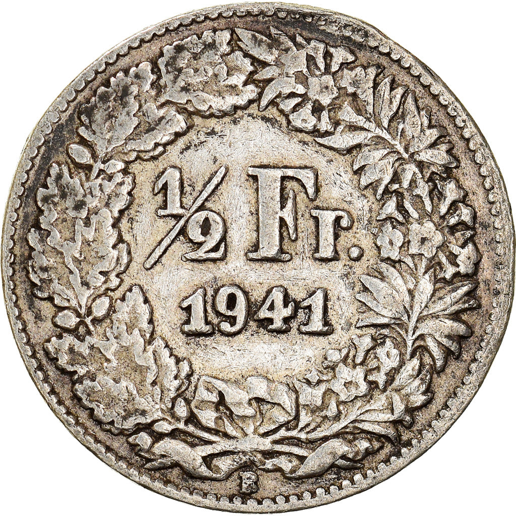 Coin, Switzerland, 1/2 Franc, 1941, Bern, VF(30-35), Silver, KM:23