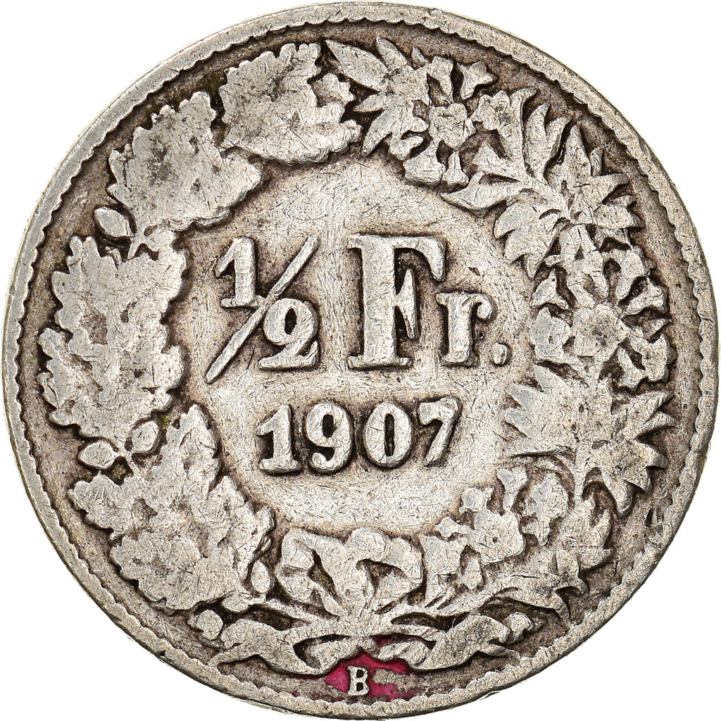 Coin, Switzerland, 1/2 Franc, 1907, Bern, VF(20-25), Silver, KM:23