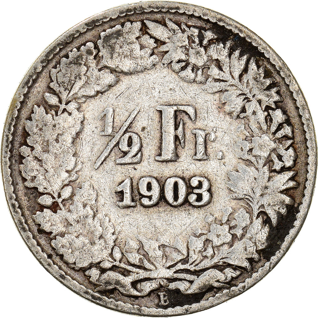 Moneda, Suiza, 1/2 Franc, 1903, Bern, BC+, Plata, KM:23