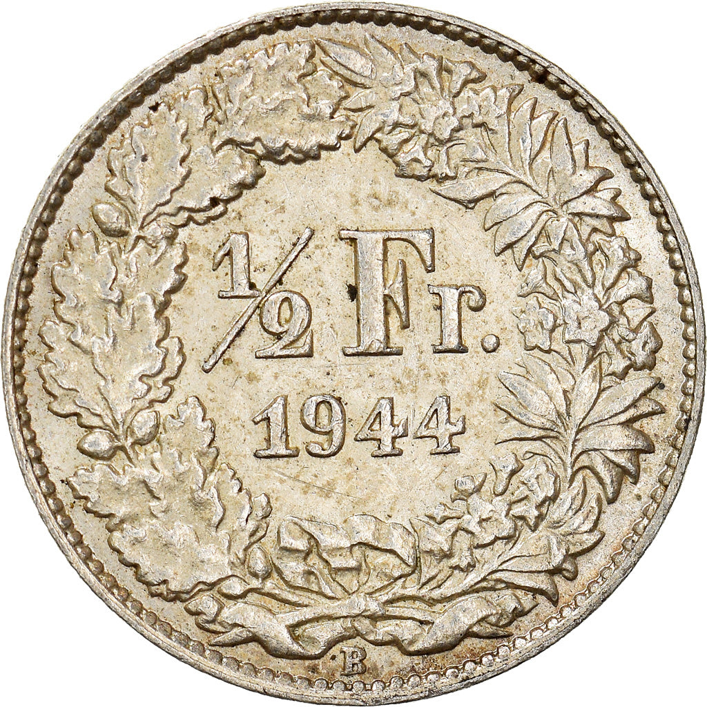 Coin, Switzerland, 1/2 Franc, 1944, Bern, AU(55-58), Silver, KM:23