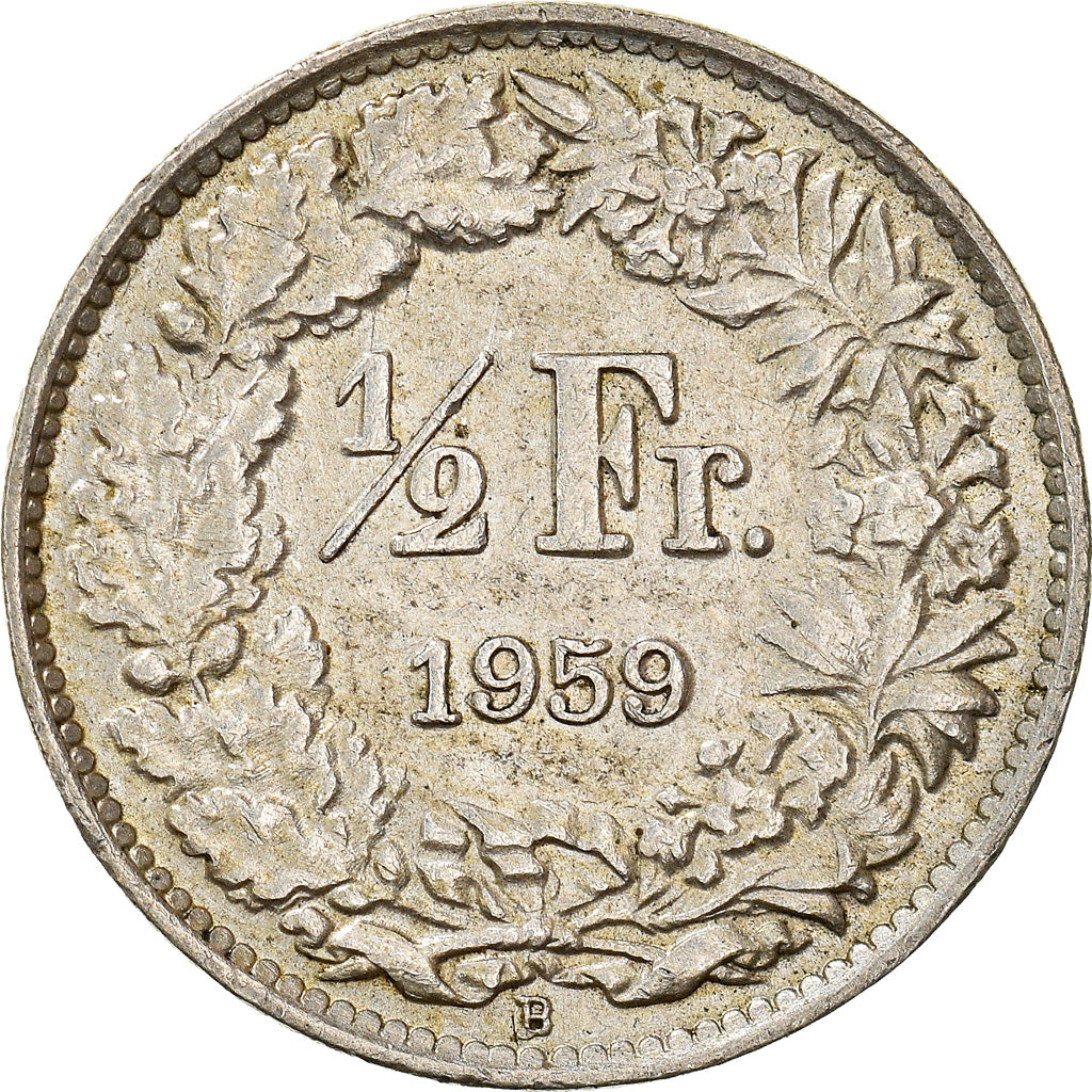 Coin, Switzerland, 1/2 Franc, 1959, Bern, AU(55-58), Silver, KM:23