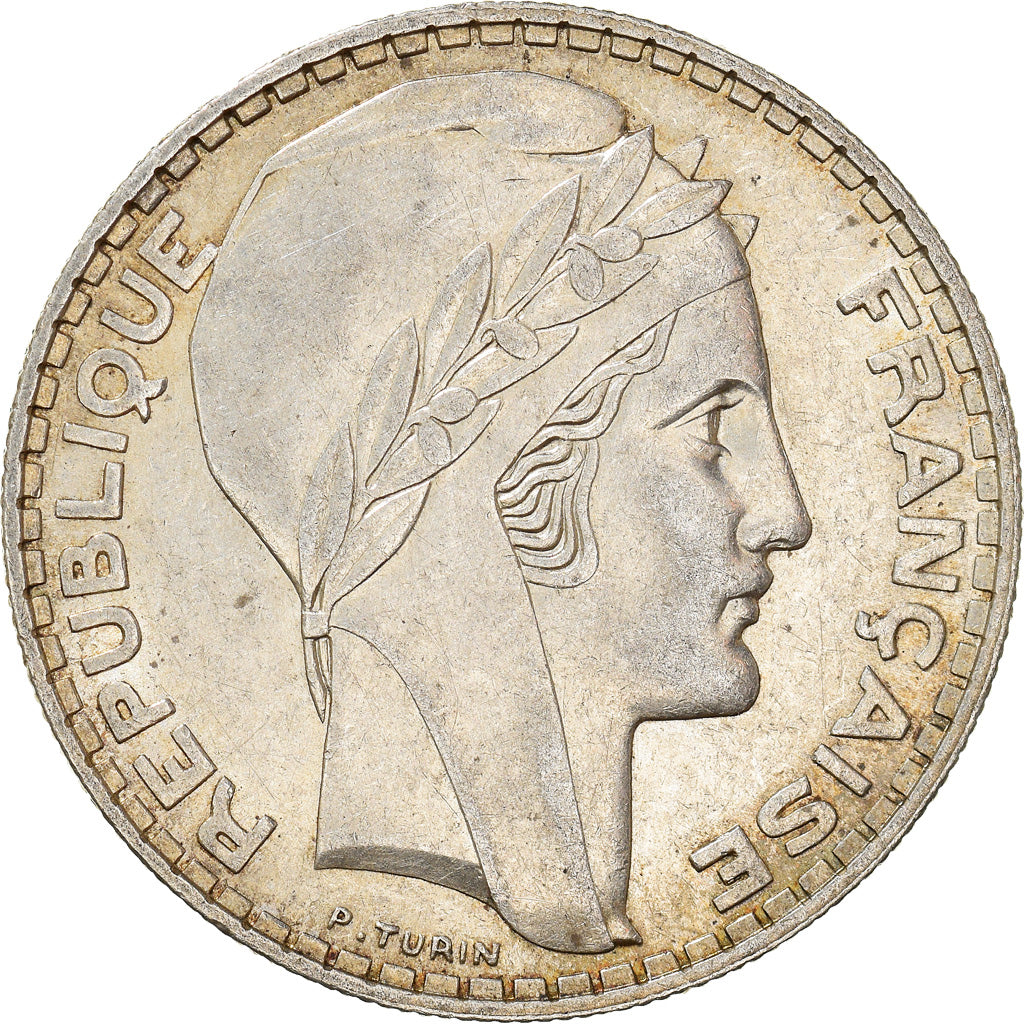 Moneta, Francja, Turin, 20 Francs, 1938, Paris, AU(50-53), Srebro, KM:879