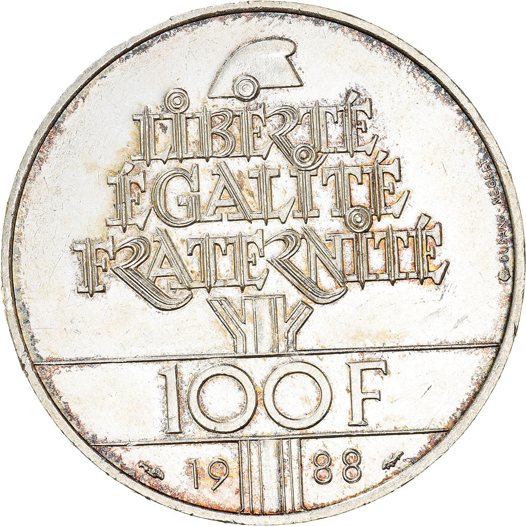 Coin, France, Fraternité, 100 Francs, 1988, AU(55-58), Silver, KM:966