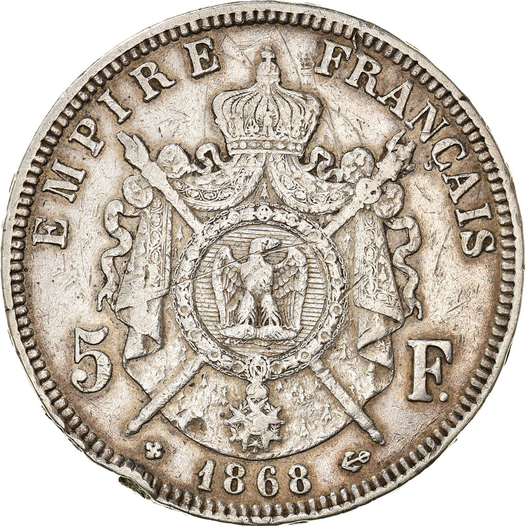 Coin, France, Napoleon III, 5 Francs, 1868, Strasbourg, VF(30-35), Silver